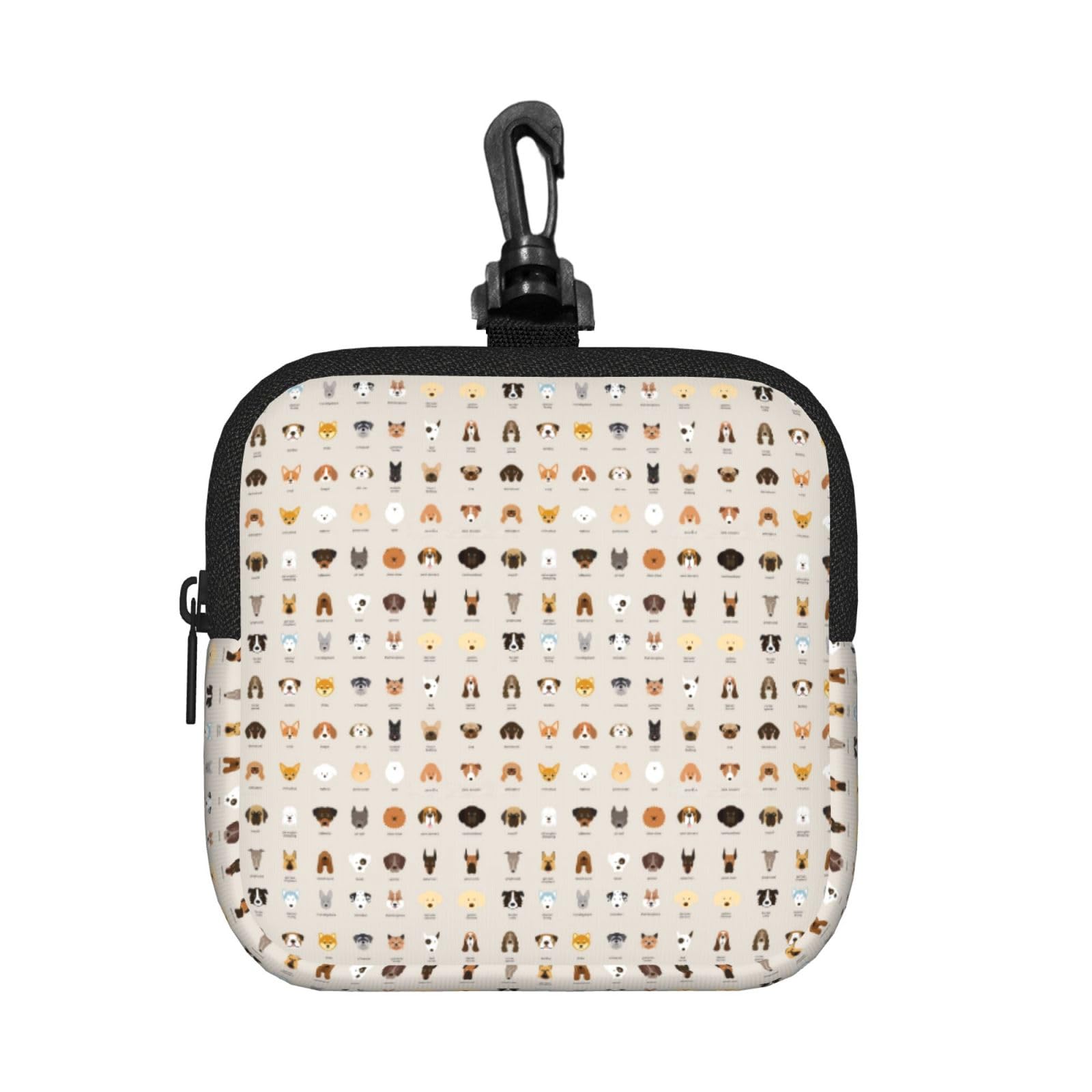 Dog Breed Print Square Storage Bag Travel Toiletry Cosmetic Organizer Pouch Lightweight Reusable