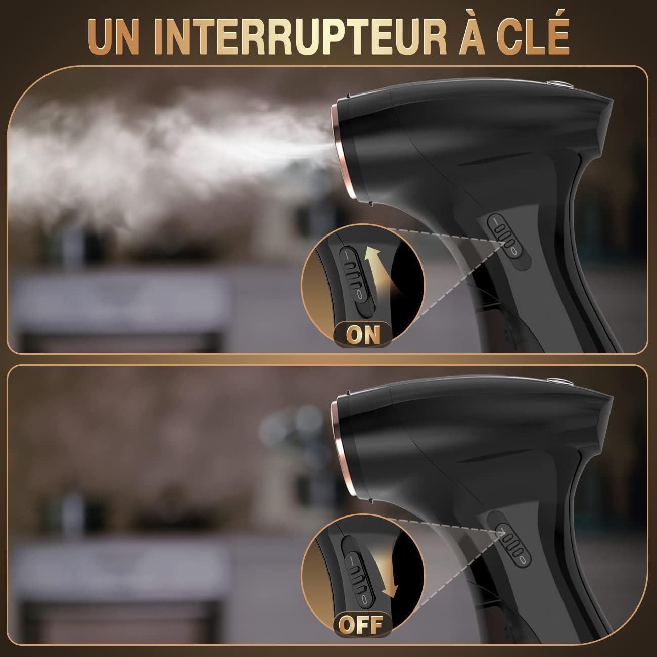 Rolipo Défroisseur Vapeur, Fer à Repasser de Voyage Portable Pour la Maison, Le Bureau ET Les Voyages, Compact ET Léger, Chauffe Rapide, Steamer Défroisseur (black)