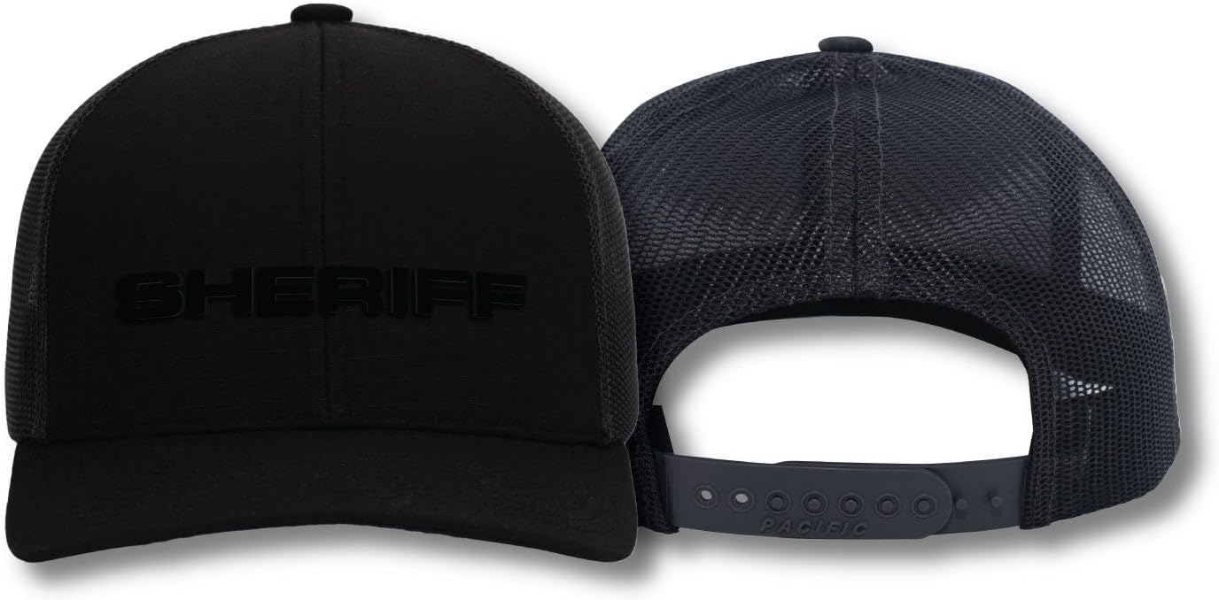 Sheriff Adjustable Mesh Back Cap - Durable Snapback Hat - Breathable Fast Dry Comfort