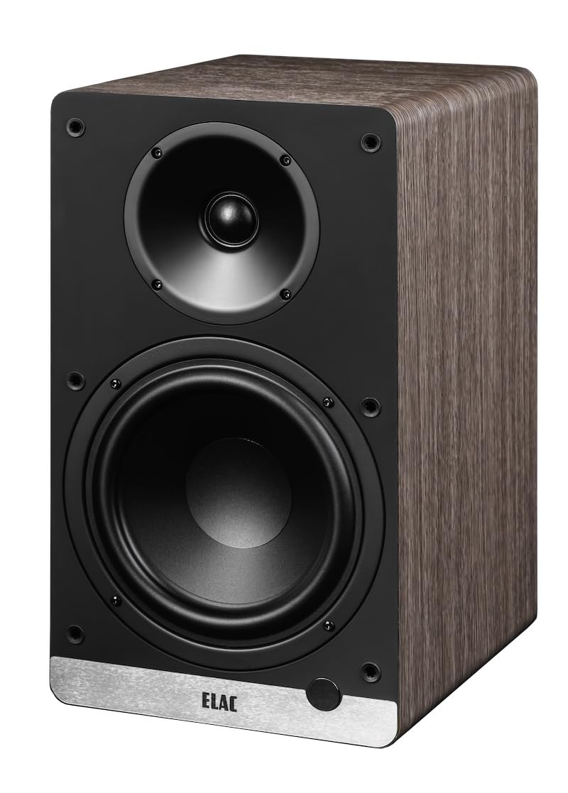 ELAC Debut ConneX DCB 61 Regal-Lautsprecher – Boxen für Audiowiedergabe via HDMI, USB, Phono & Bluetooth, exzellenter Klang & hochwertiges Design, 1 Aktivlautsprecher-Set – Walnuss