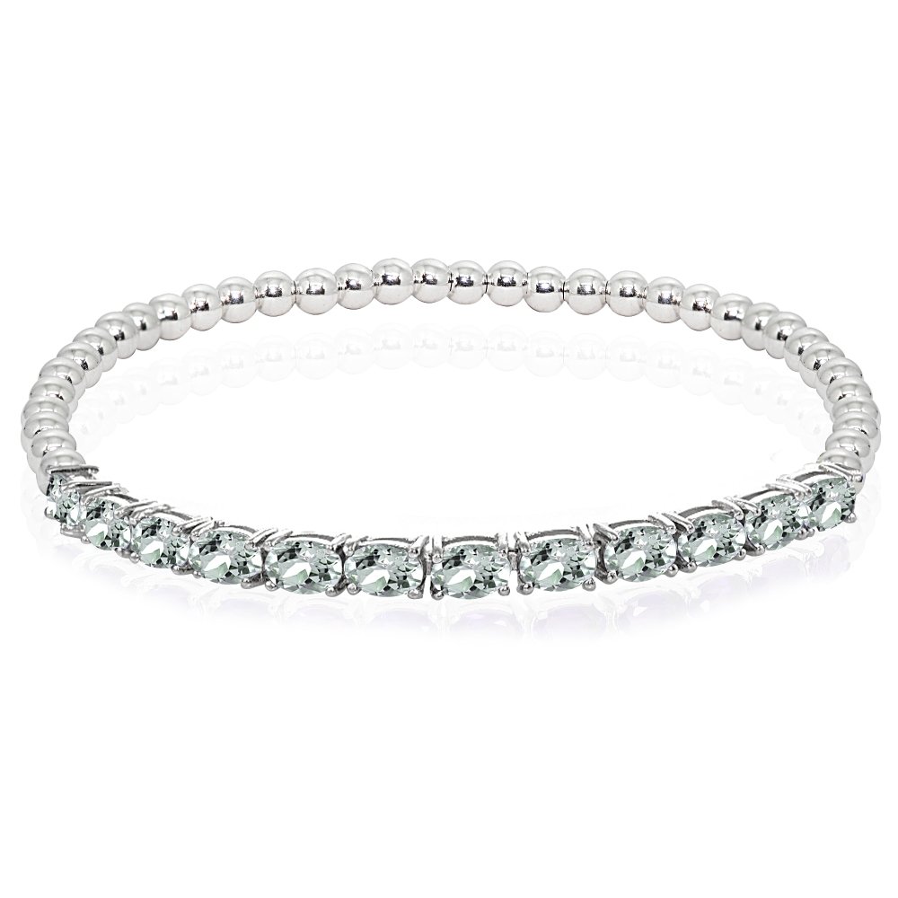 Bracelet En Argent Avec Perles Aigue-marine - Extensible - Silverspeck - Neuf