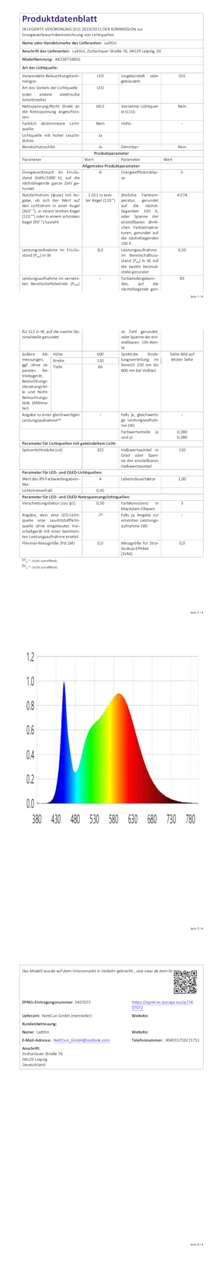 Lampada da parete a specchio a LED per bagno, in oro - 60 cm, 8 W, | 4000 K