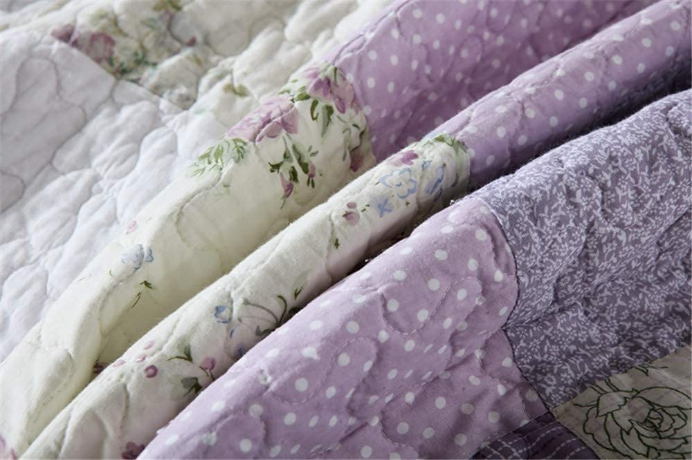 Colcha Patchwork para Cama 150 O 180, Edredón Morado Algodon, Patchwork Reversible para Matrimonio Verano King Size,