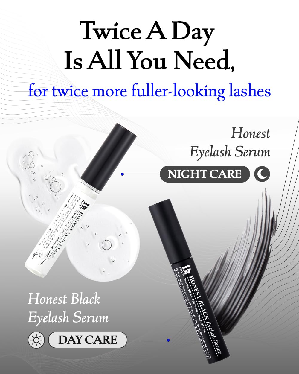 BENTON HONEST Eyelash Serum | 0.33 fl oz - Korean lash serum | Korean Eyelash serum | Eyelash & Eyebrow Enhancing Serum | Peptide + Hyaluronic Acid + Amino Acids Complex | Vegan