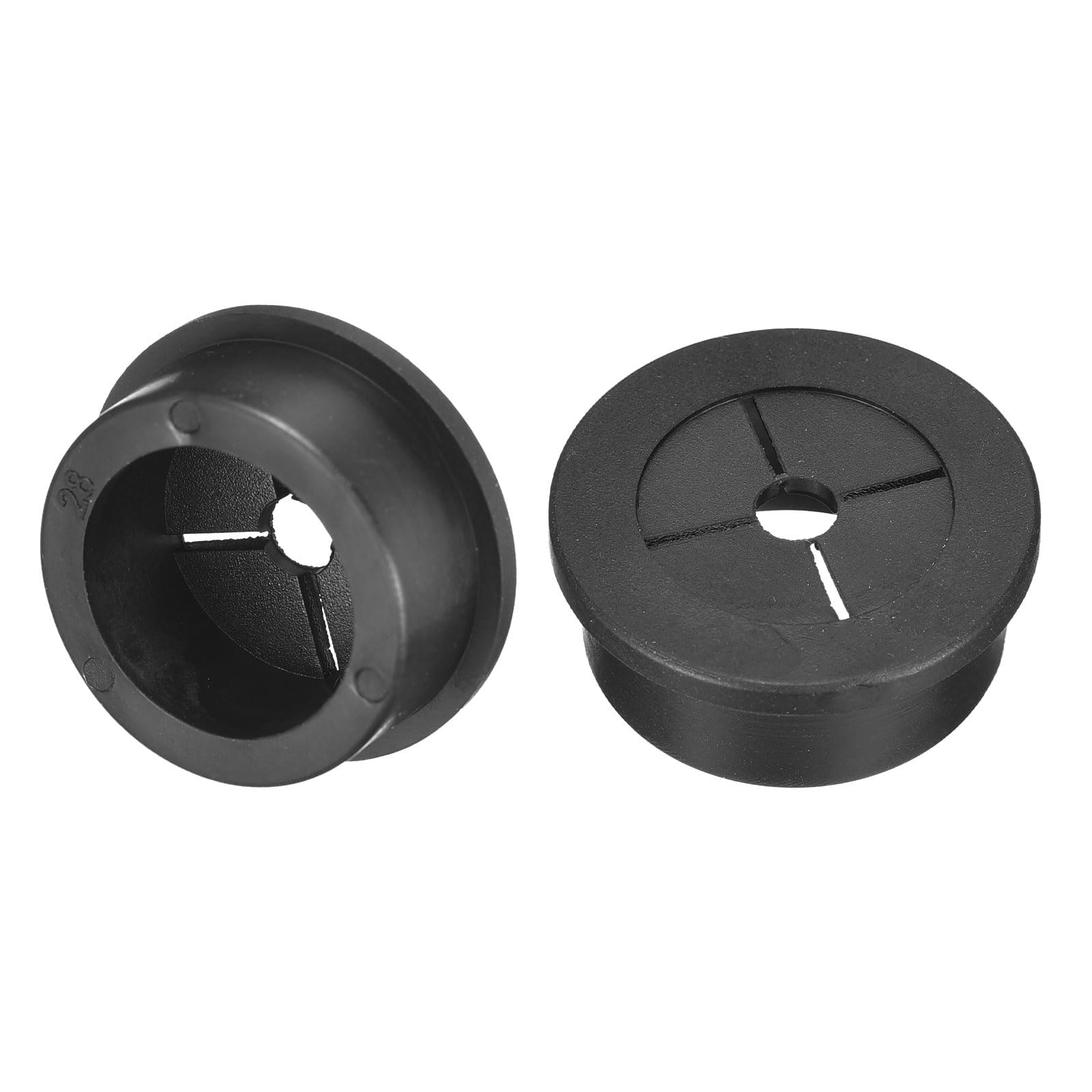 TA-VIGOR 2Pcs Rubber Desk Cable Grommet, 1-1/8 Inch (28mm) Flexible Cable Hole Cover for Office Desk & Worktops, Quiet Wire Organiser with Tight Fit Cable Port – Black