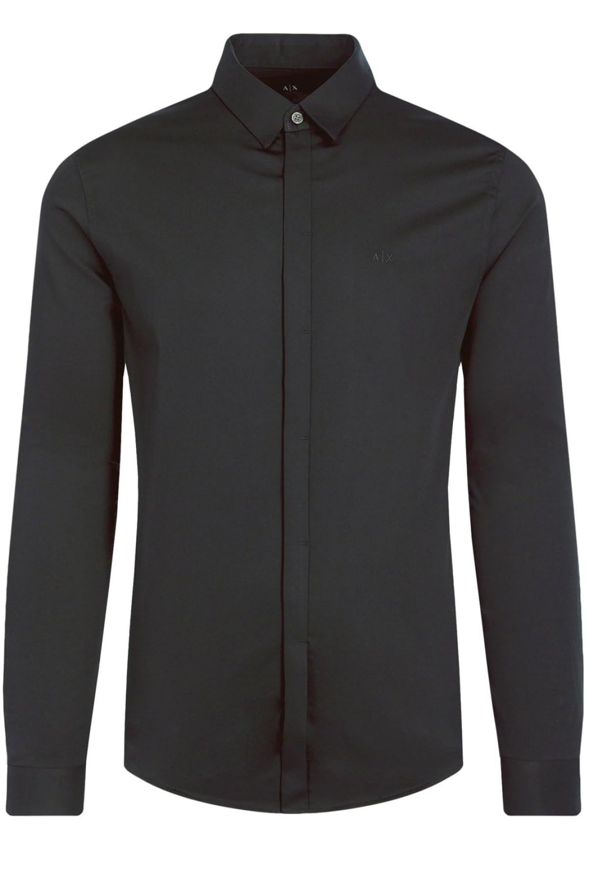 Armani Exchange Men's Smart Stretch Satin Casual Shirt, Black (Black 1200), Medium