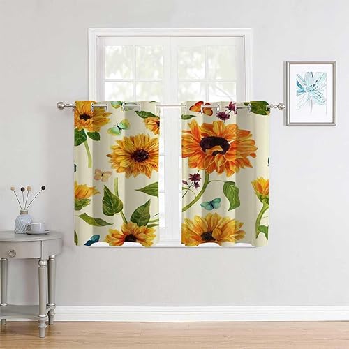 Cortinas para Habitacion Blackout Vintage Floral Grommet Short Thermal Insulated Door Curtain Cortinas para Ventanas De Cuarto 55Inch Width by