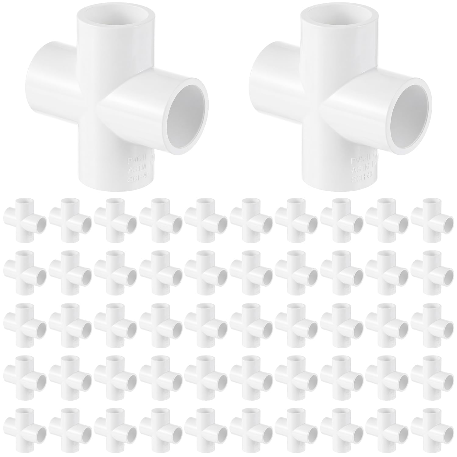 50 piezas de accesorios de PVC de 4 vías de 1/2 pulgada, conector de tubo de PVC de grado de muebles SCH40 para muebles de bricolaje, jardín, invernadero, estanterías