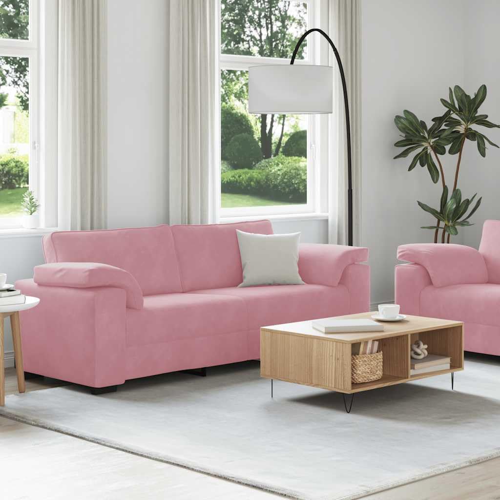 Juego de sofá de 2 piezas de terciopelo rosa - Elegante sofá de 2 plazas y 3 plazas para salón y oficina, incluye 4 cojines decorativos y estructura de metal resistente