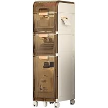 Narrow Slim Rolling Storage Cart 2/3/4 Tier Larder Cupboard for Kitchen & Bathroom SpaceSaving Plastic Rolling Shelf with Drawers Perfect for Fridge Corner Storage3 Tier - 93cm