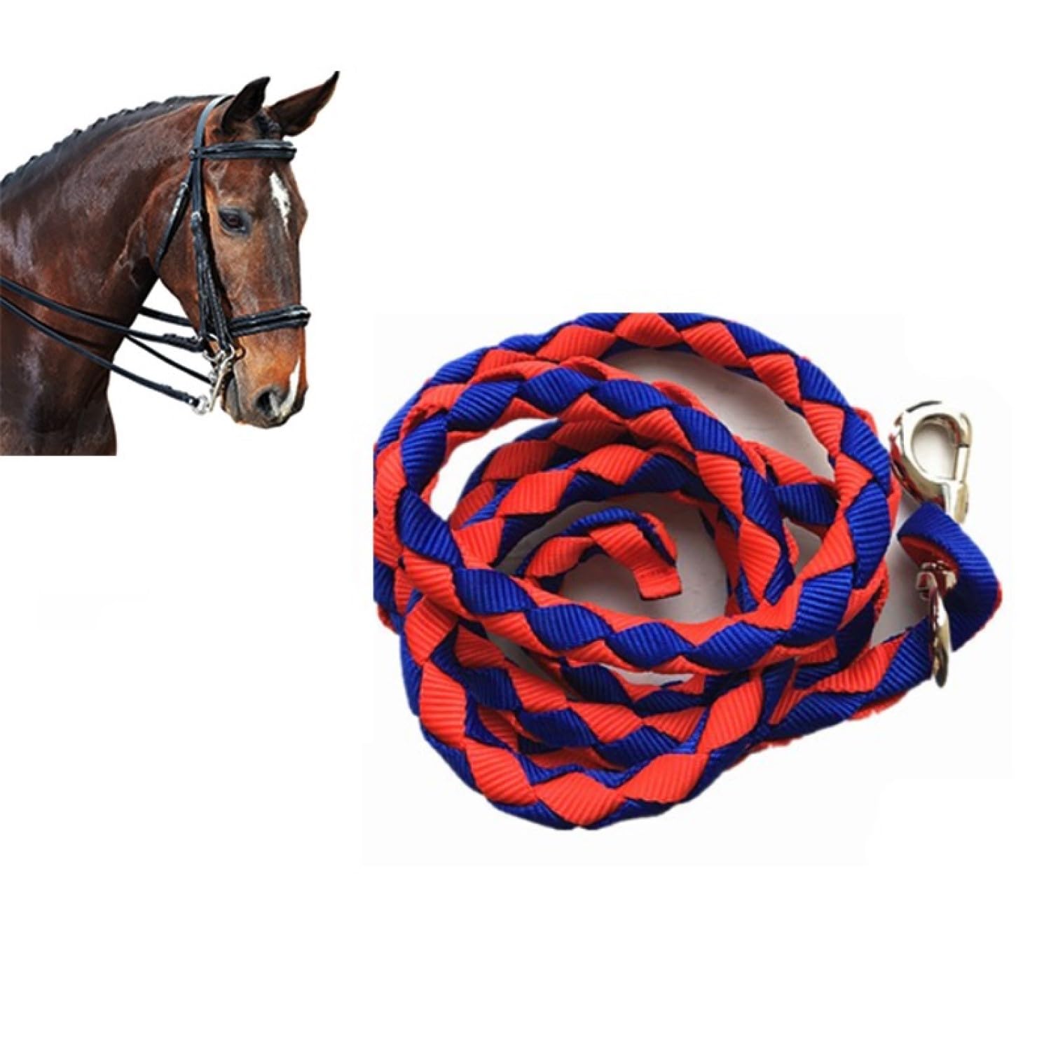 Equestrian Lead Rope, 1PCS Horse Lead Rope Travelling Stable Field Strong Cotton 2 Meter Leadrope Easy Clip Hook Red&Blue 3M
