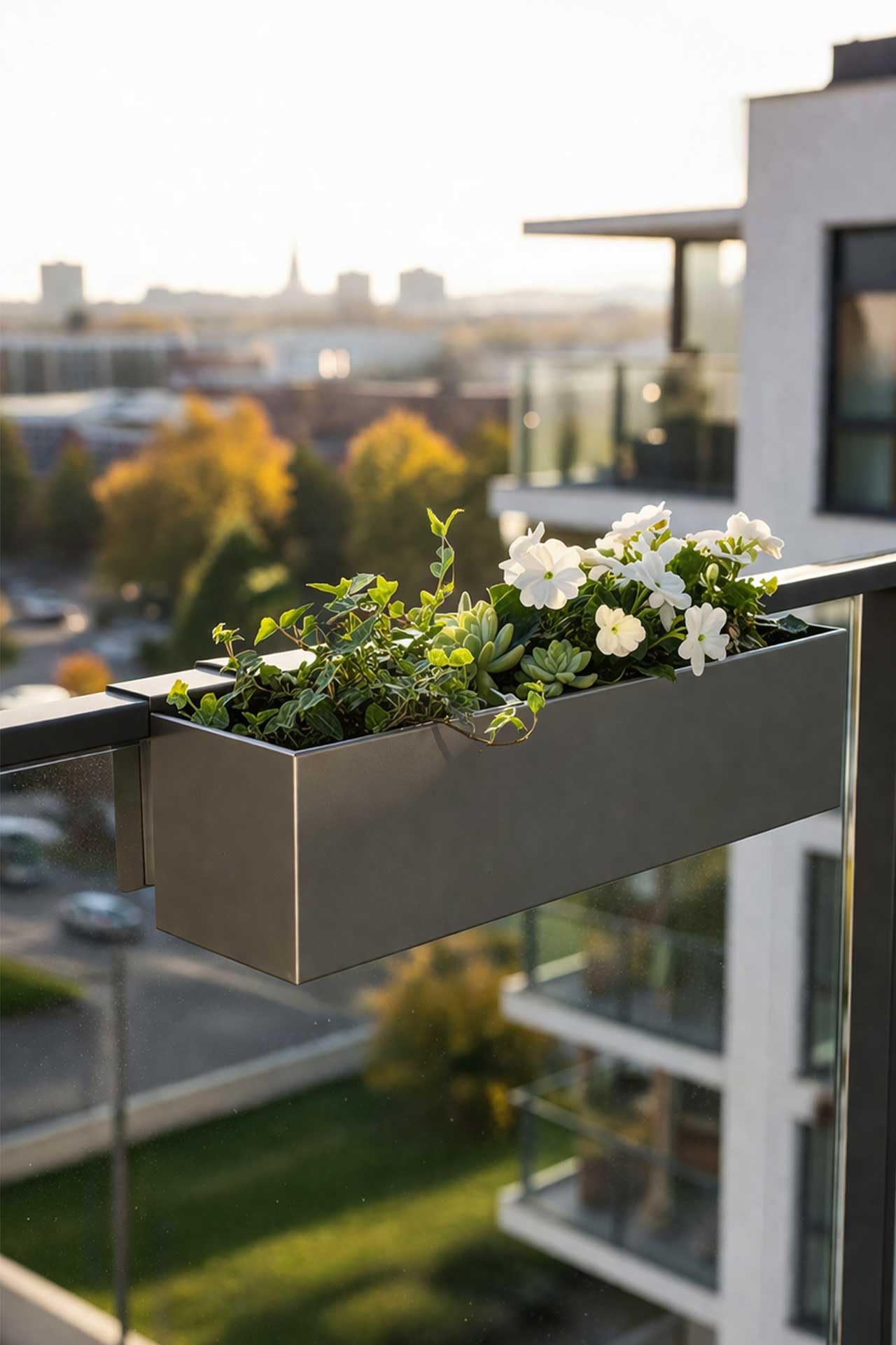 VIVANNO Blumenkasten Balkonkasten Pflanzkasten V2A Edelstahl Binox - 17 x 60 x 17 cm