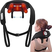 KingPavonini Adjustable Width Neck Massager with 5 Heat Zones - Wireless Shiatsu Shoulder Massager for Deep Tissue Pain Relief