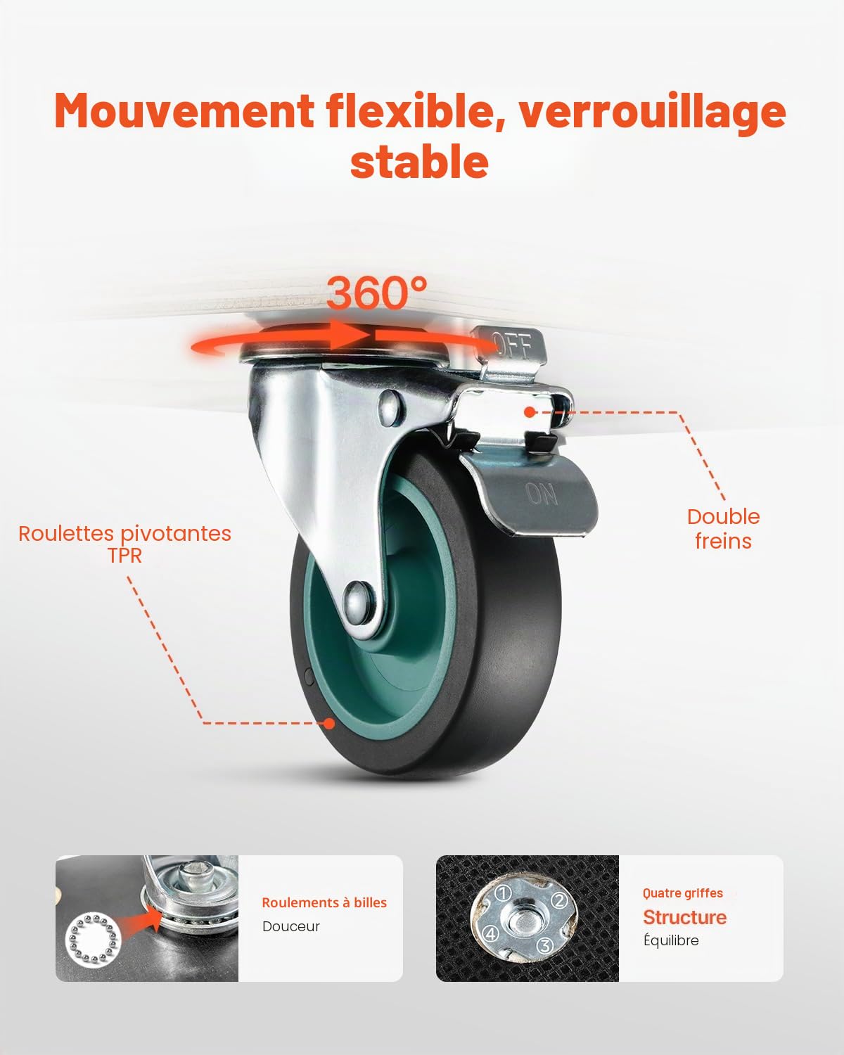 VEVOR Chariot de Déménagement 2 PCS Déplace Meubles Multifonctionnel Charge 250 kg Chacun 574x290x117 mm avec 4 Roues Silencieuses TPR Déménageur pour Meubles, Canapé, Machine à Laver, Réfrigérateur