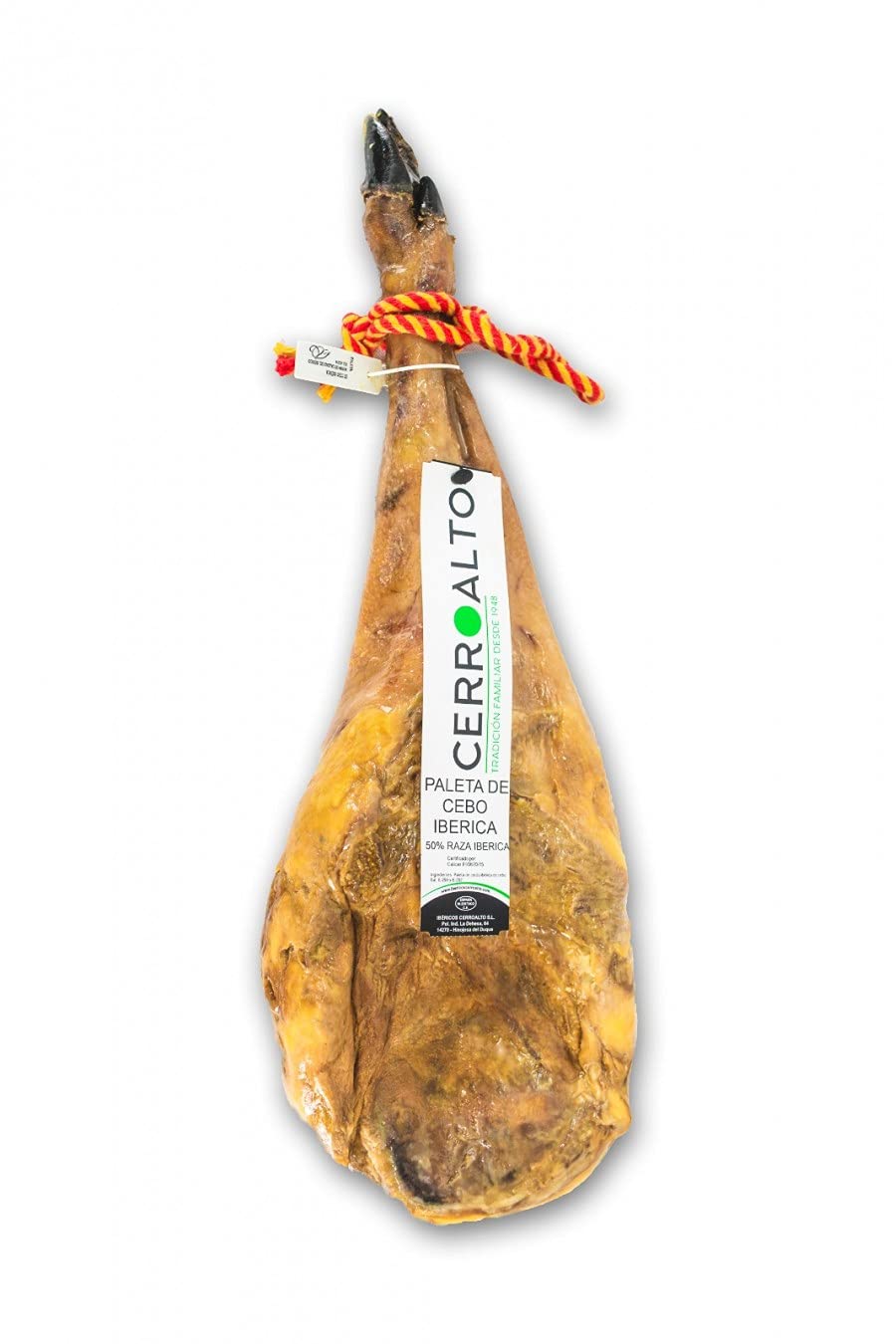CERROALTO | Paleta de cebo Ibérica 50% Raza Ibérica | Peso de 4 a 5 kilos | Curación más de 24 meses