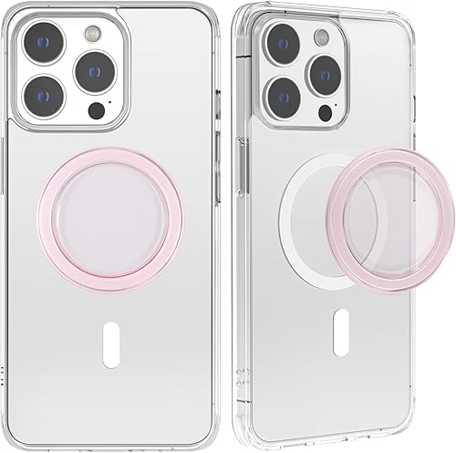 Miniatura 4 de metisinno Base magnética compatible con agarres de teléfono PopSocket y fundas MagSafe para iPhone, rosa translúcido