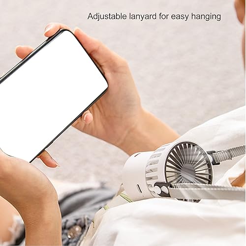 Miniatura 3 de GOWENIC Ventilador de collar, ventilador de collar de 3.5 W, 3 modos ajustables hacia arriba y hacia abajo 45 grados, carga USB, manos libres,