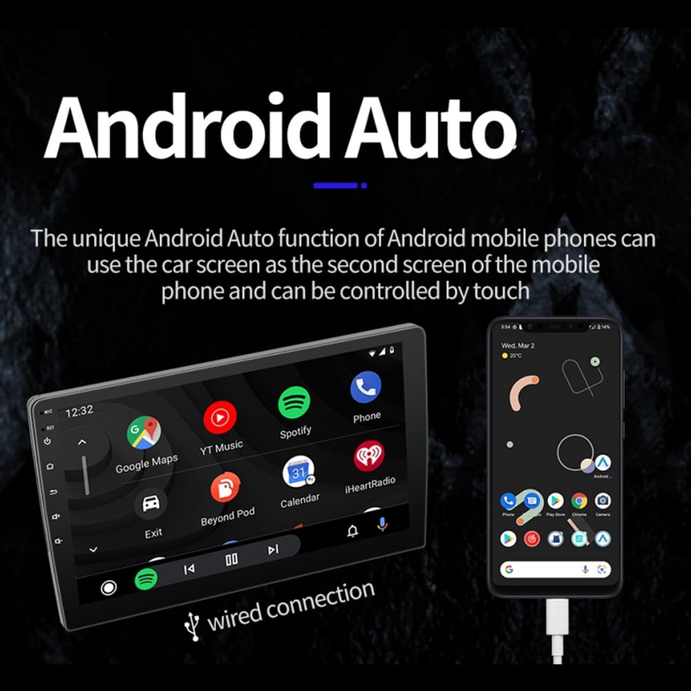2 DIN Android Car Stereo Wireless Carplay Android Auto, 9 Pulgadas Pantalla Táctil Radio de Coche WiFi GPS Bluetooth FM RDS 2G+32G