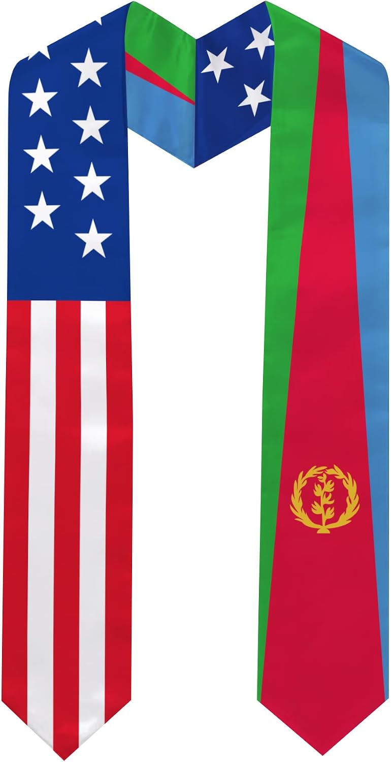 Eritrea Flag Graduation Stole 72 x 5 Inches Decorative Ceremonial Accessory Sash for International Student (Baccalaureate Gown and Hat Not Included) (Eritrea)