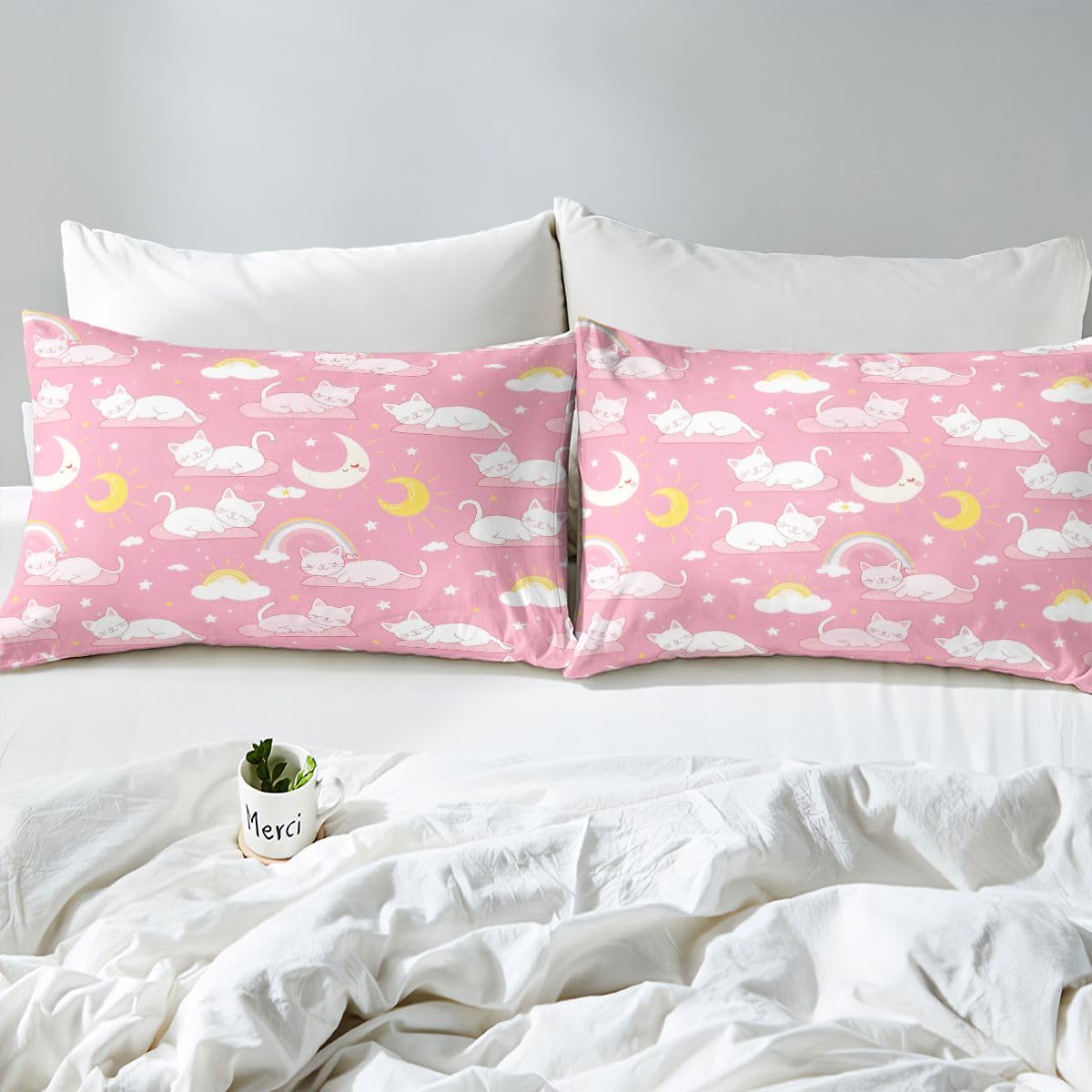 Homemissing Cute Katze FüR Kids Adults Bettwäsche Set 200x200cm Erwachsene