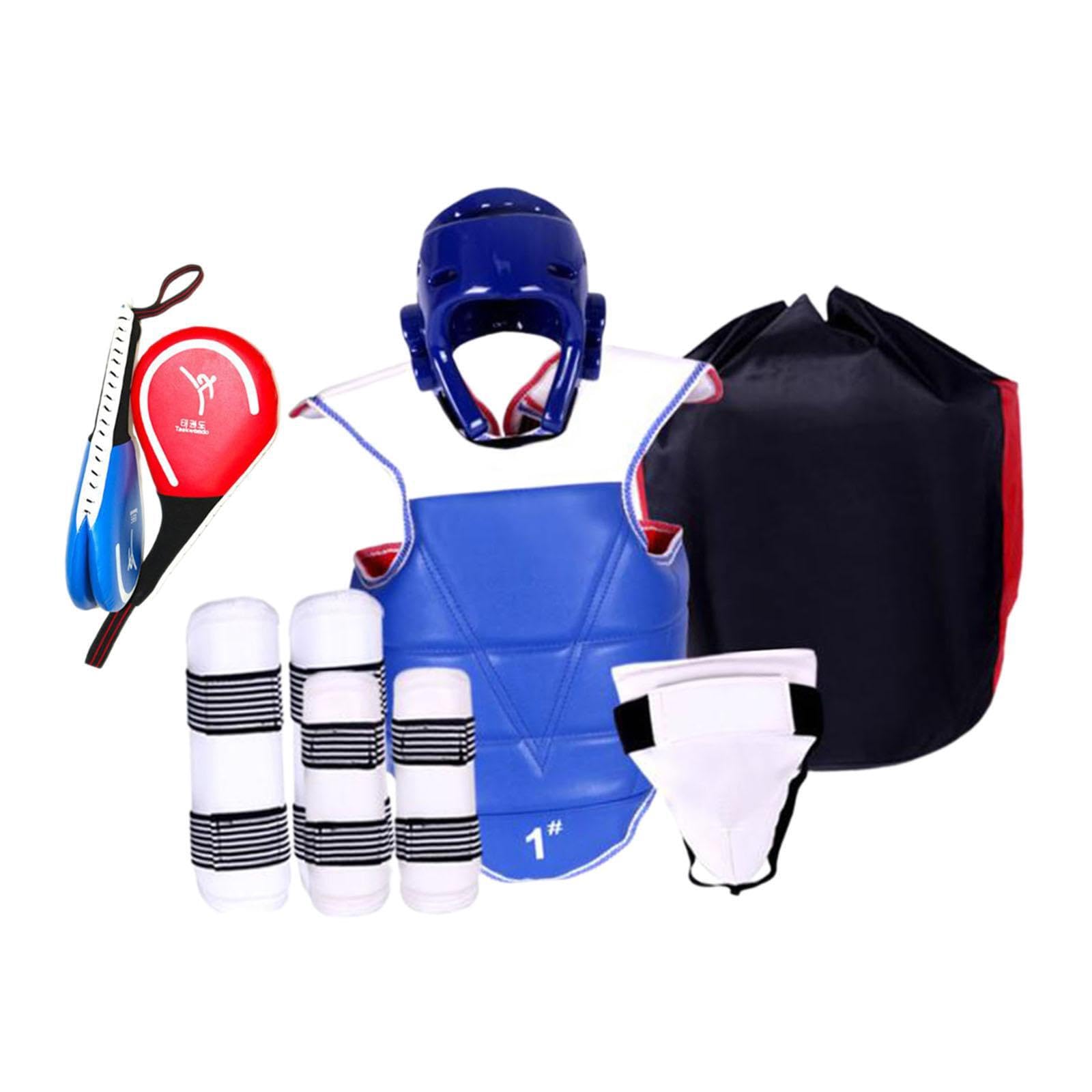 Set di attrezzature per sparring per karate | Copricapo Parastinchi Protezioni Borsa per riporre Facile trasporto Protezione per il torace Taekwondo imbottita regolabile