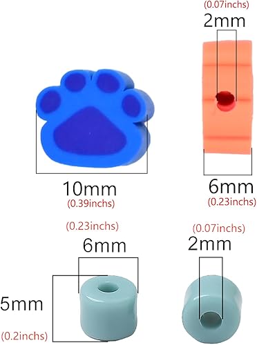 Miniatura 3 de Juego de 200 cuentas de arcilla polimérica con garras de caricatura, cuentas de pony kawaii para niños y niñas, fabricación de joyas, dijes para