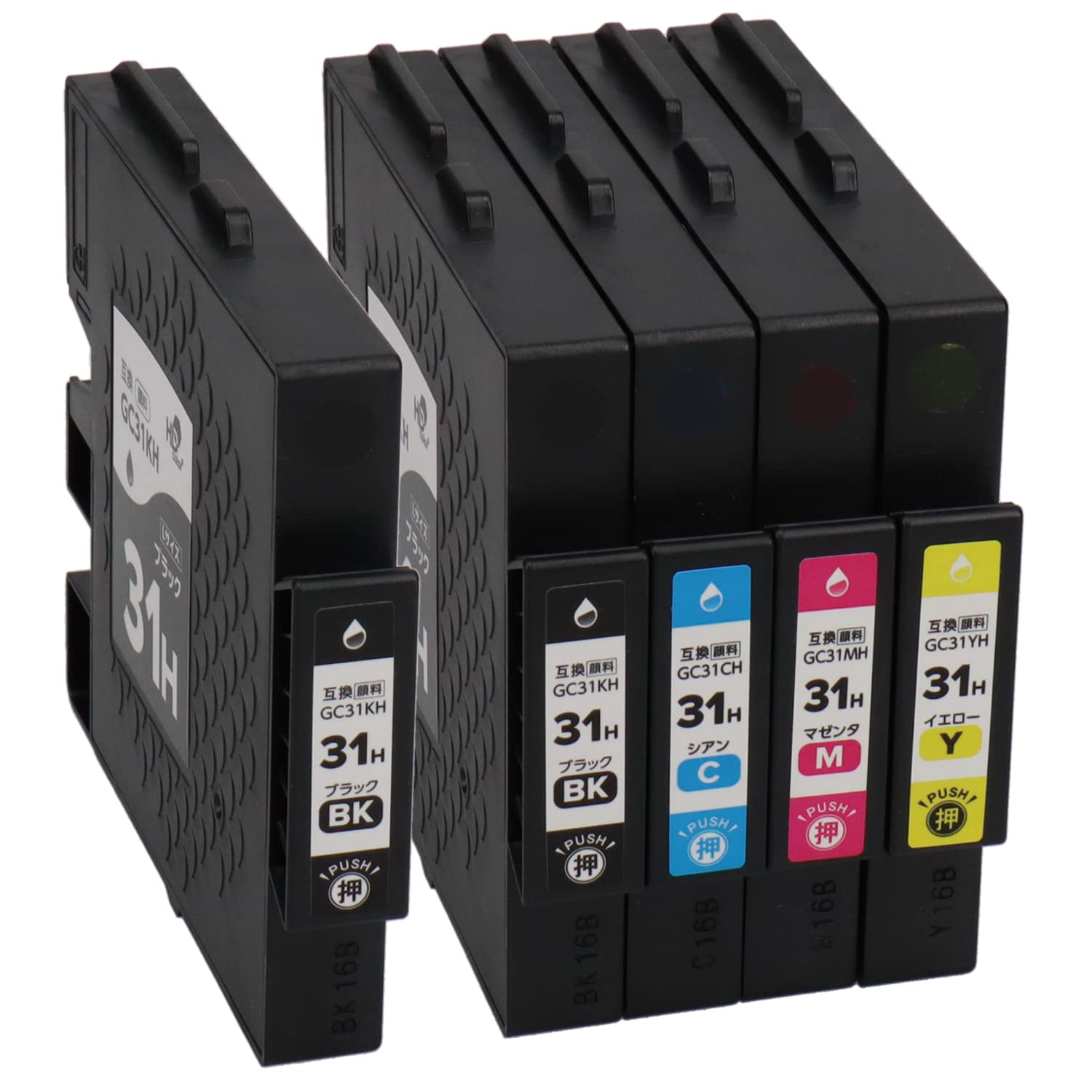 Amazon.co.jp: リコー用 GC31H 4色 +ブラック1本 Lサイズ 互換インク