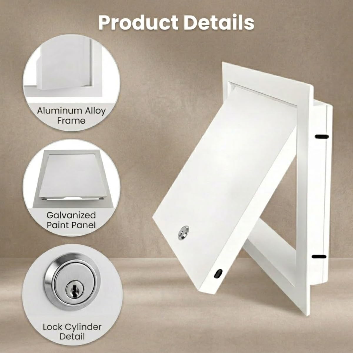 Pannello di accesso in metallo resistente per pareti/soffitto in cartongesso, porta bianca con serratura senza chiave, per scatola dei fusibili, multi-formato da 6 x 6 a 61 x 61 cm (grigio, 600 x 600