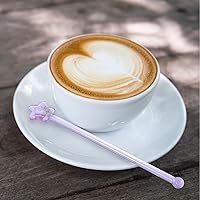 Vista 4 de Happyyami Palitos de cristal con forma de estrella, 2 unidades, para cóctel, palillos para agitar, varilla, mango de palo, cuchara mezcladora, café