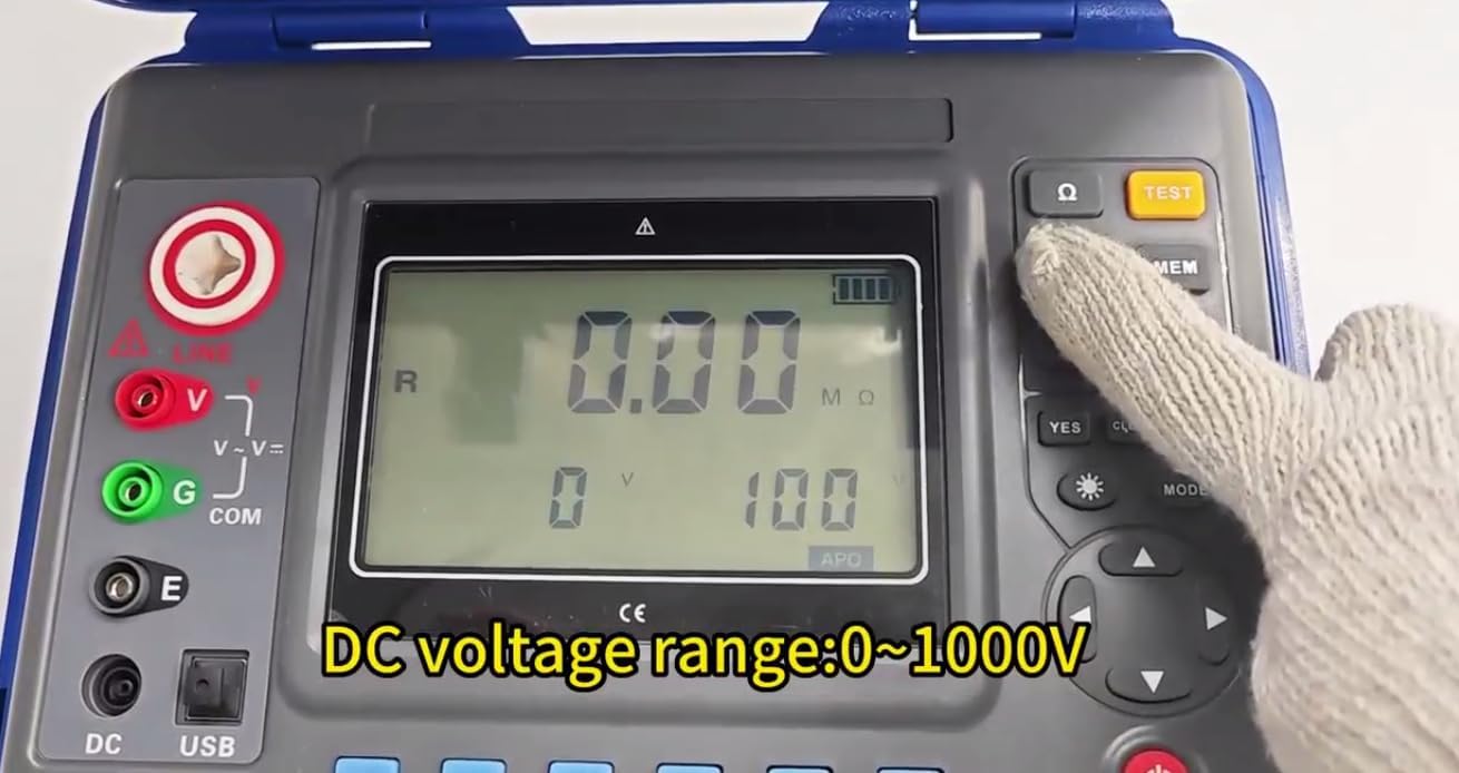 High Voltage Insulation Tester 5KV High Voltage Insulation Tester with Rated Voltage 100 250 500 1000 2500 5000V Insulation Resistance Range 0.01MΩ～2TΩ Resolution 0.01MΩ 4-bit Large LCD Display