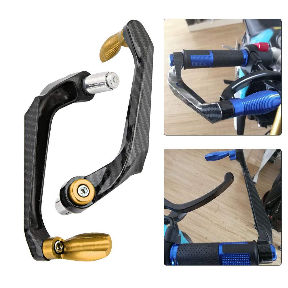 Paraleve Moto, Universale 7/8 Pollici in Lega di Alluminio Manubrio Freno Frizione Protezione Mano Leva Moto(Oro)
