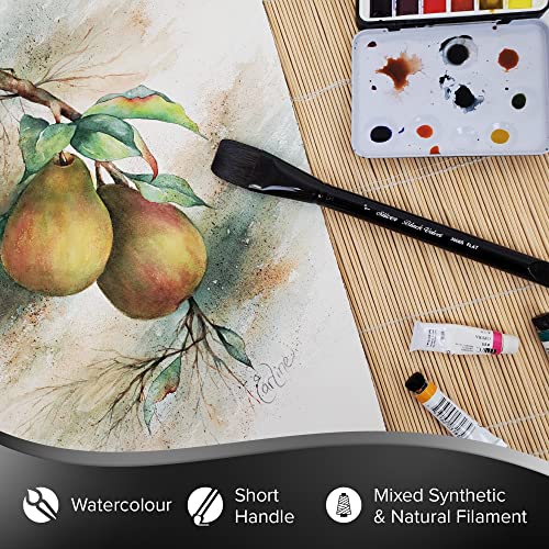 Silver Brush Limited 3008S1/4In Black Velvet Square Wash Watercolor Paint Brush, Size 1/4 Inch, Short Handle #TOP2