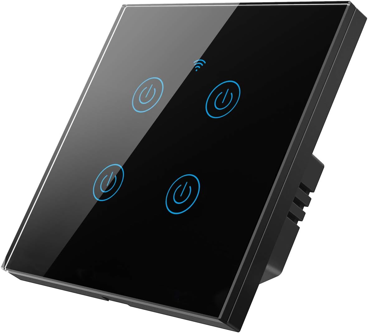iMiNi Tuya Smart Touch Light Switch 170-240V, No Neutral Wire Required - APP Remote Control (4 Gang, Black)