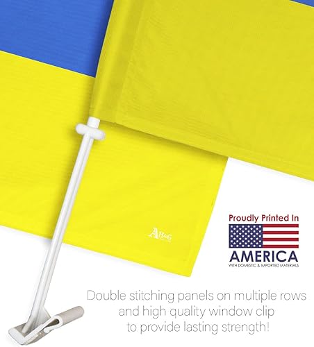 Miniatura 2 de Bandera de Ucrania Para Carros Bandera de automóvil ucraniana para ventana con soporte de poste con decoración de casa de Ucrania, pancarta de