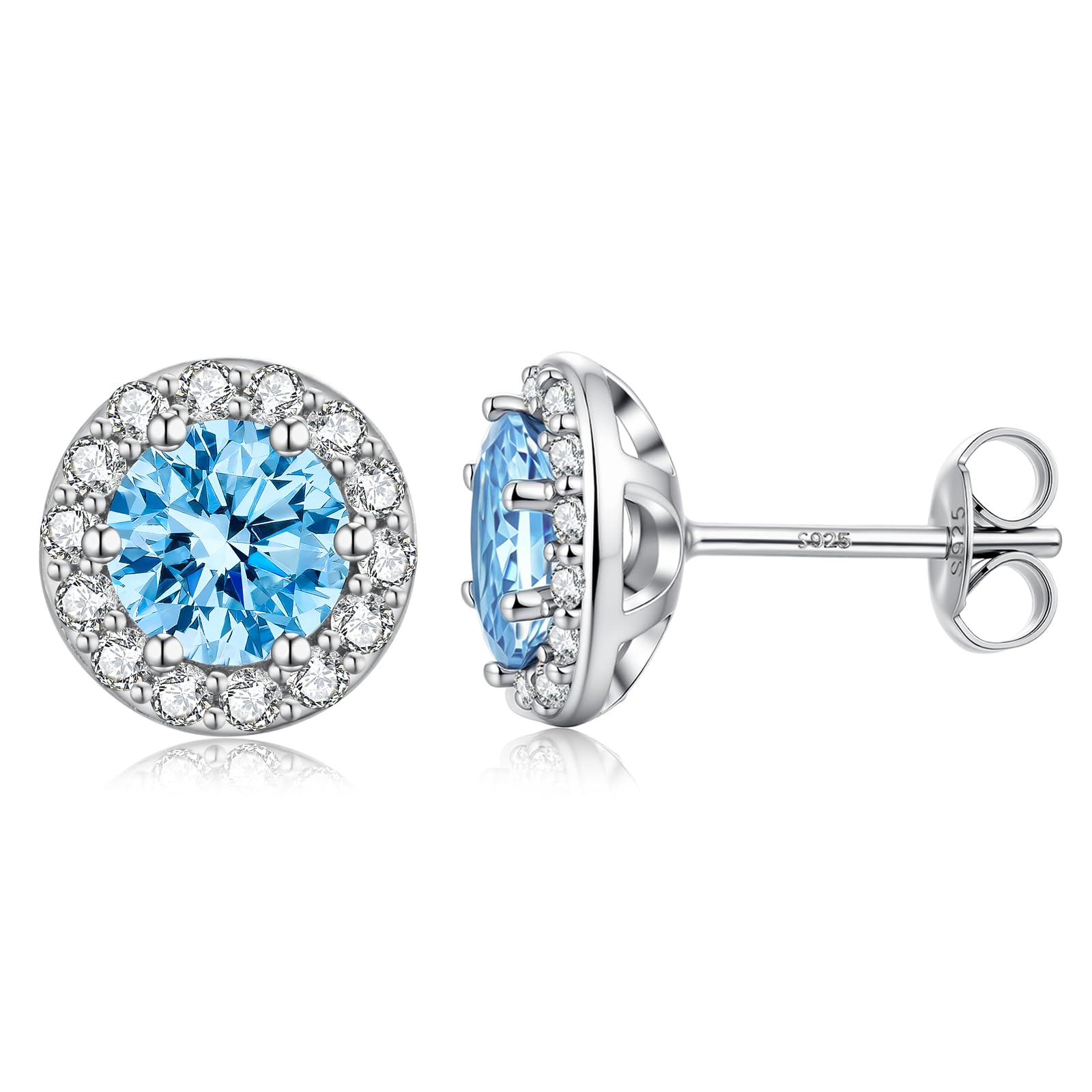 Ohrstecker 925 Sterling Silber Halo Ohrringe mit Zirkonia Rund & Oval Hypoallergener Schmuck für Damen