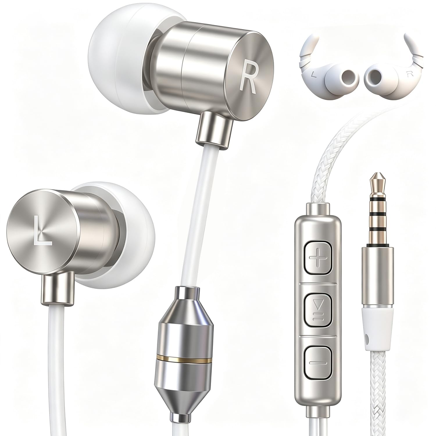 Air Tube, cuffie da 3,5 mm – Auricolari cablati anti radiazioni senza EMF con riduzione del rumore microfono e controllo del volume – Zero EMF auricolari per gravidanza, chiamate lunghe – Comfort