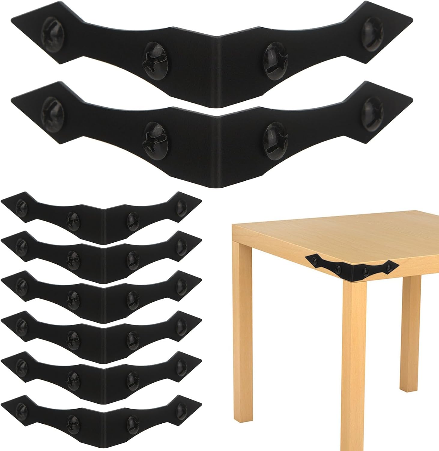 8Pcs Furniture Metal Corner Protectors Vintage,Black
