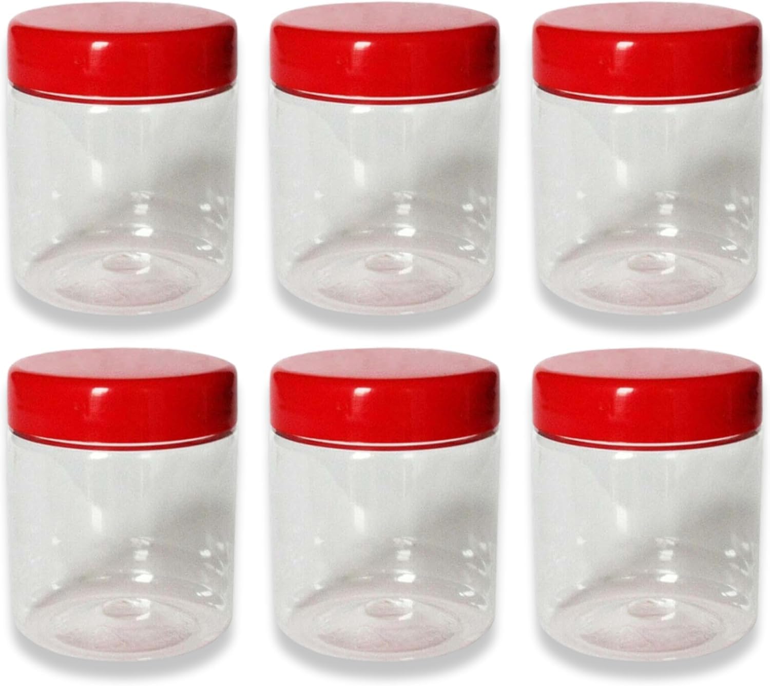 KANSY Plastic Storage Containers Round Clear Spice Jars With Screw Top Lids, Airtight Bpa Free Plastic Mason Jars For Kitchen Pantry, Jam Jars For Crafts And Hardware (3x 250ml)