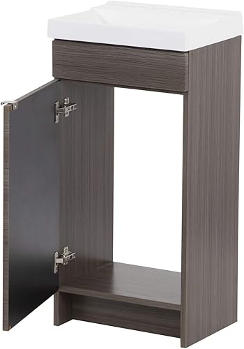 Miniatura 5 de Spring Mill Cabinets Merton - Tocador de baño pequeño con gabinete de 1 puerta y parte superior blanca de un solo fregadero, 17 pulgadas de ancho x