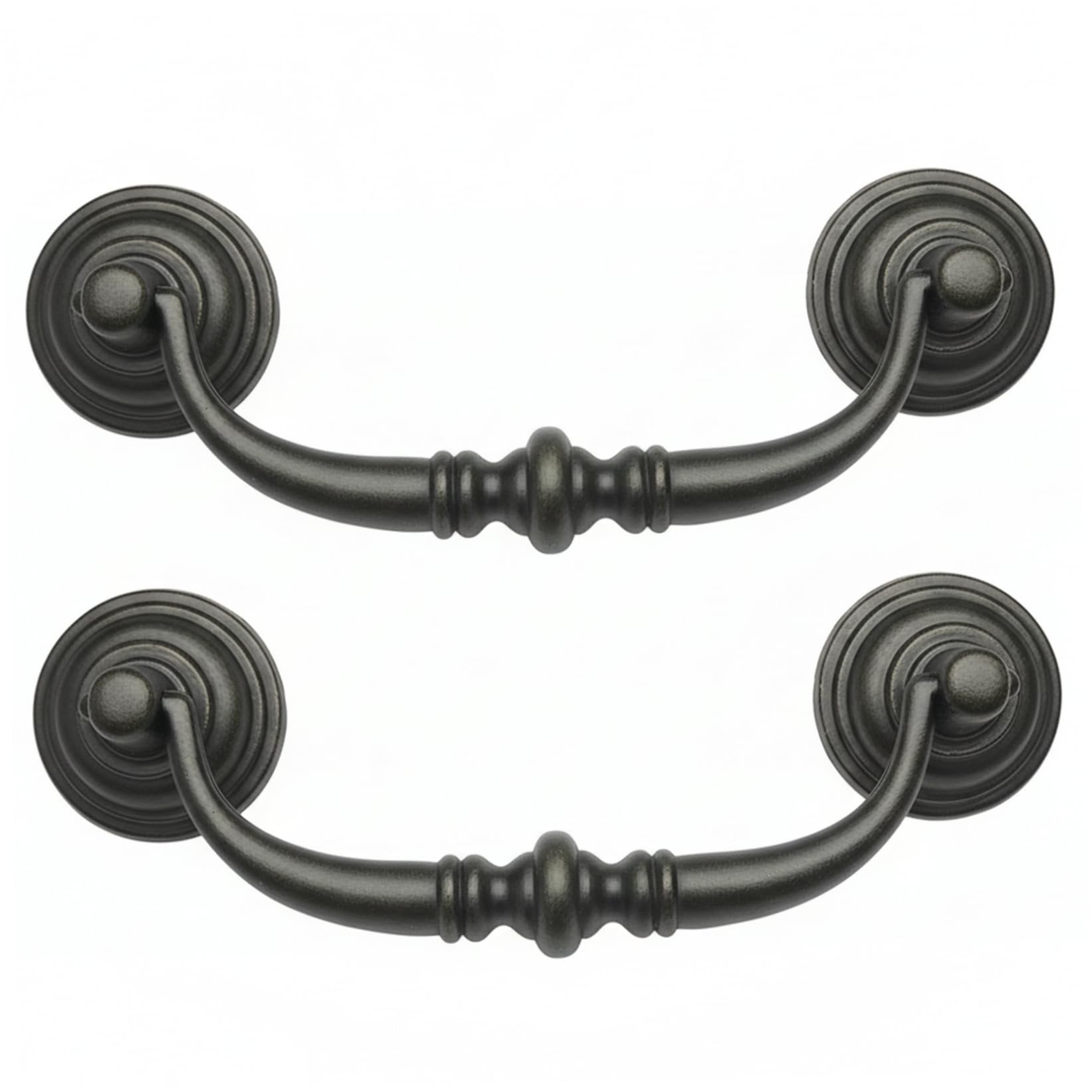 2PCS Antique Drawer Pulls, 4 Inch Cabinet Handle with Adjustable Hole Centers Vintage Zinc Alloy Pulls for Cabinet Door and Dresser Drawer, Black Handle Vintage Pull