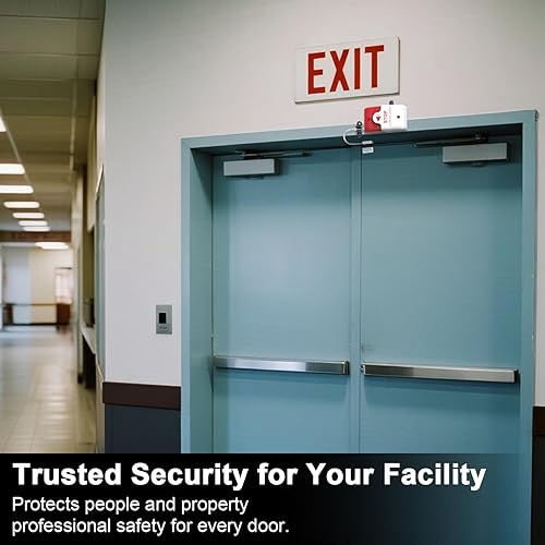 Miniatura 7 de Alarma de puerta con tapón de salida con sirena de 110 dB, dispositivo de seguridad de salida de emergencia, fácil instalación, funciona con pilas,