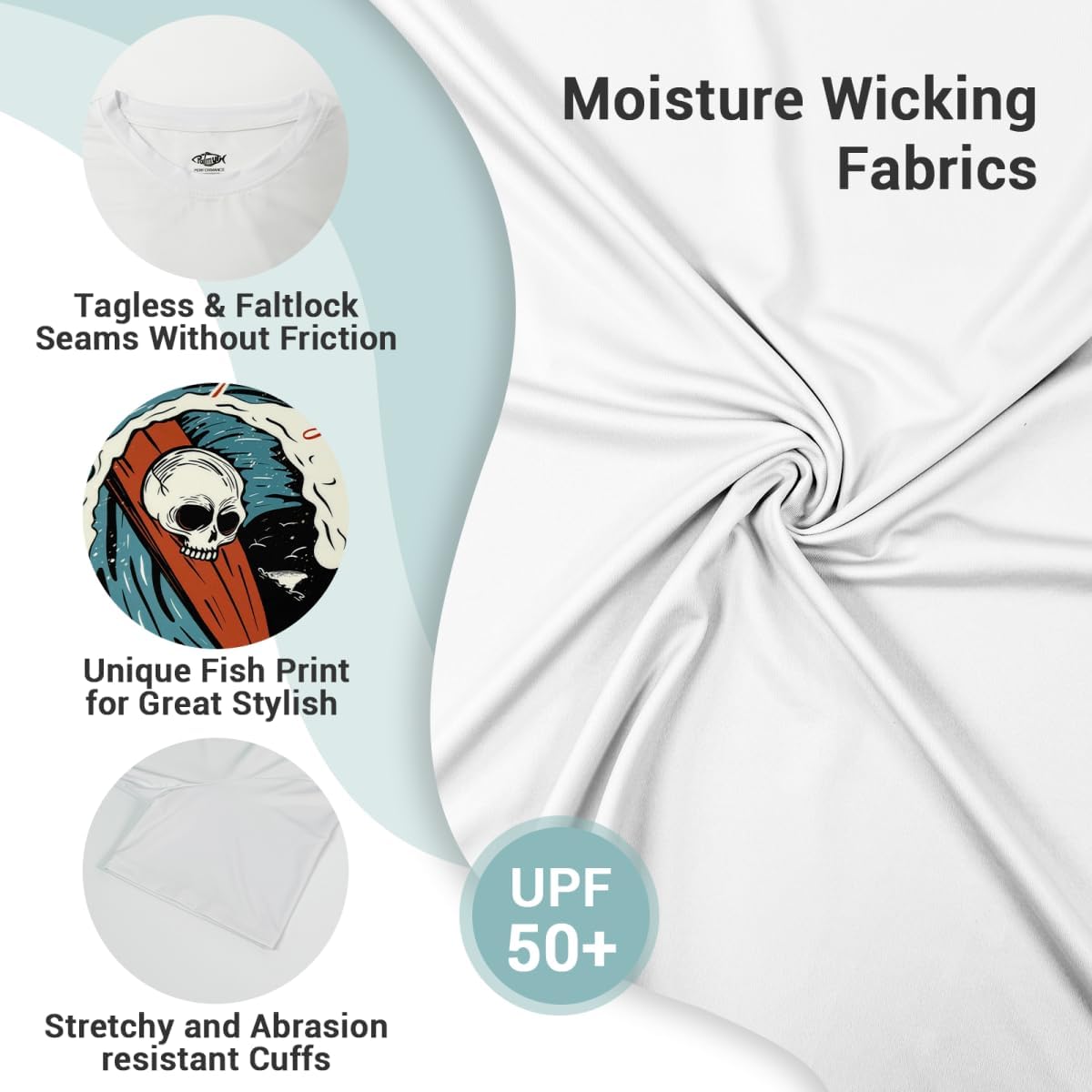 Palmyth Fishing Shirts for Men Sun Protection Shirts Short Sleeve UPF 50+ T-Shirt Tee Quick Dry - Image 5