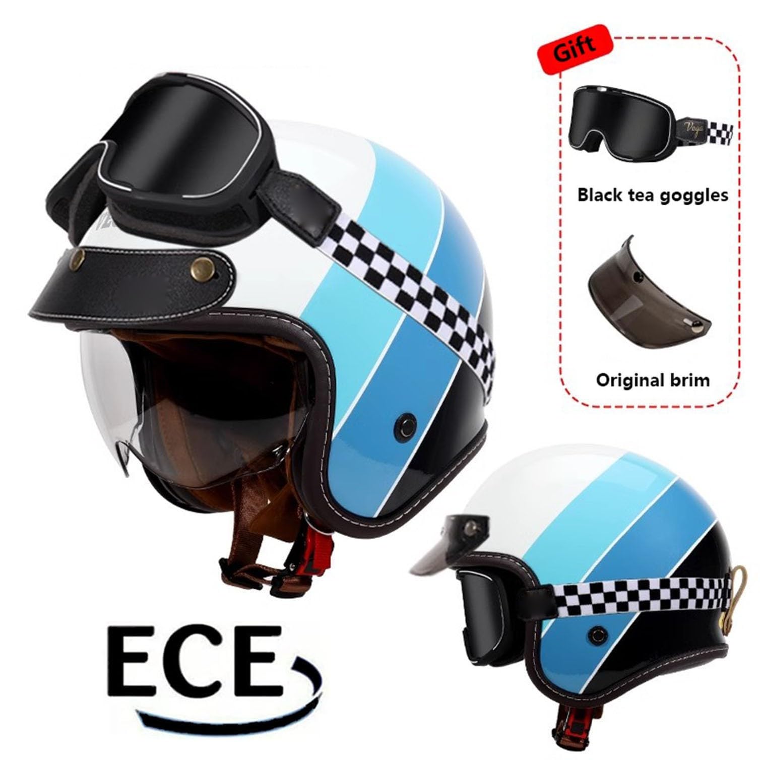 Casco Jet Moto con Visera Solar Casco de Motocicleta Certificado DOTECE Hombres Mujeres Scooter Casco Ciclomotor Casco Ciclomotor Chopper Casco Motocicleta Medio Casco Abierto