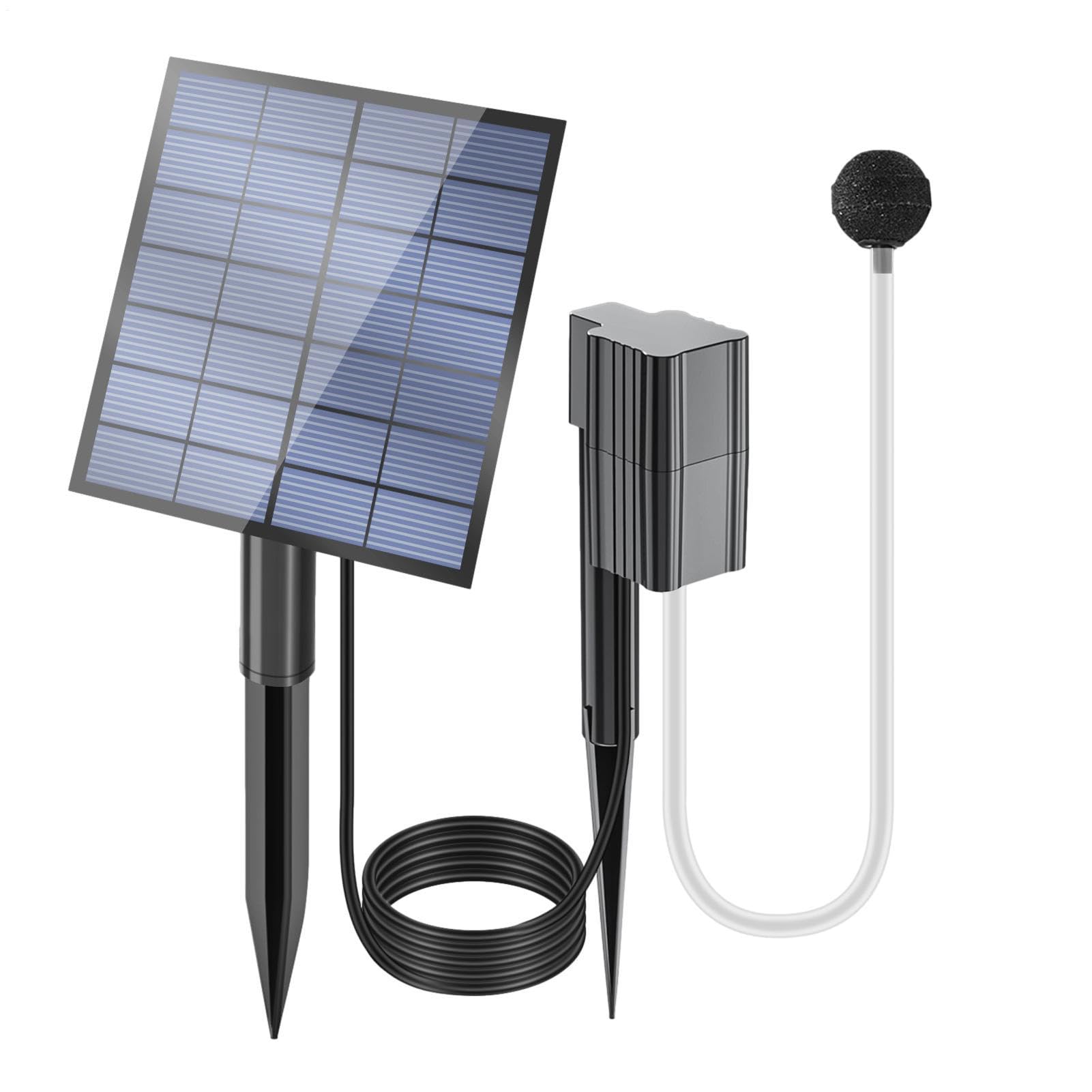 Aérateur de bassin professionnel à énergie solaire – Pompe à haute efficacité | Bulleur d'air réglable pour aquarium, kit de bulles , diffuseur d'oxygène, système de batterie de secours