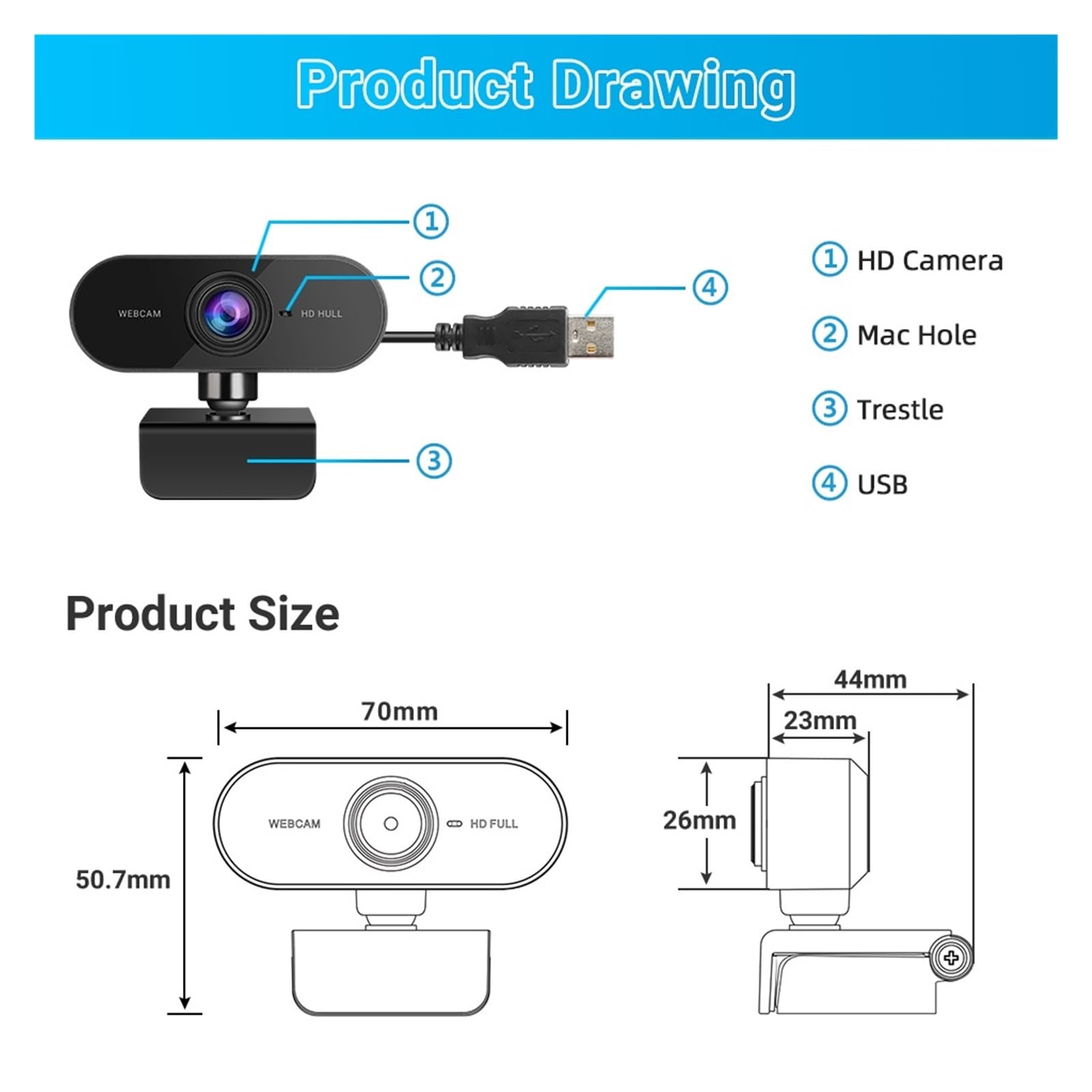1080P Webcam Full HD Web Camera con microfono Spina USB Videocamere for PC Computer Laptop Desktop Conference(2PCS Webcam)