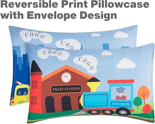 Miniatura 9 de EVERYDAY KIDS Juego de ropa de cama de 4 piezas para niños, incluye edredón, sábana plana, sábana bajera y funda de almohada reversible, Poliéster &