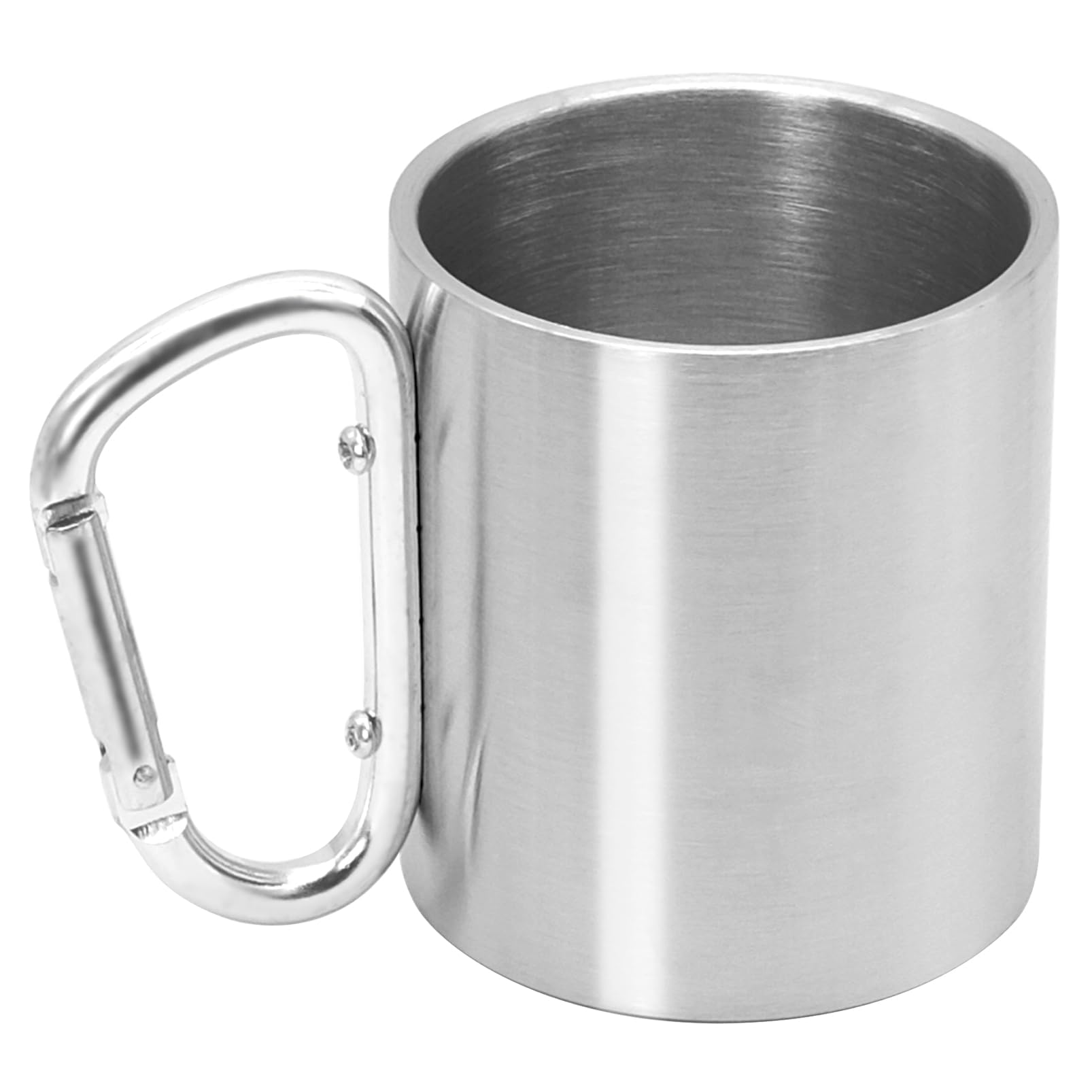 Stainless Steel Camping Mug 220ml, Trekking Outdoor Stainless Steel Cup Camping Mug with Carabiner Handle Outdoor Adventure Stainless Steel Cup Compact Trekking Beverage Mug for Trekking Adventures