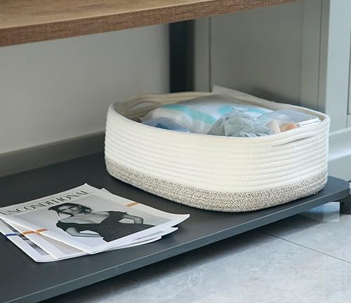 Miniatura 6 de CIKI HOME Cestas de almacenamiento de cuerda de algodón, cesta tejida linda para guardería, organizador de juguetes para perros pequeños, cestas de