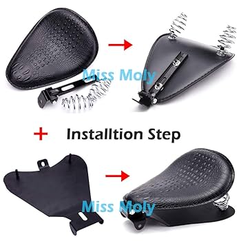 Selle Moto Solo Universelle Cuir Crocodile - Pour Sportster, Bobber, Chopper - Avec Ressorts Et Support