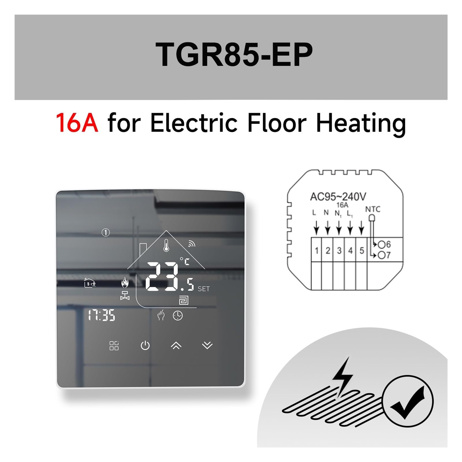 Regulator Temperatury, Inteligentny termostat , kocioł gazowy do ogrzewania podłogowego, pilot regulatora temperatury w pomieszczeniu(Floor Heating)